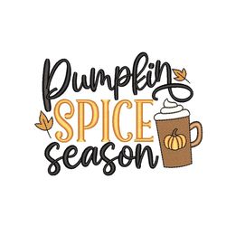 pumpkin spice season embroidery design, 4 sizes, instant download