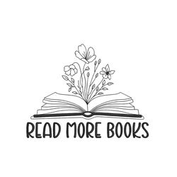 read more books embroidery design, 5 sizes, instant download