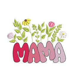 mama flower embroidery design, 5 sizes, instant download