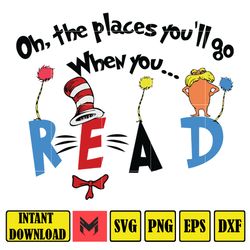 oh the places you'll go , dxf, png, dr.suess book png, dr. suess png, sublimation, cat in the hat cricut,
