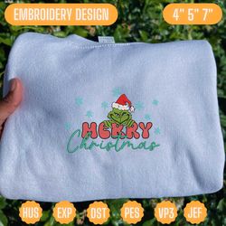 christmas 2023 embroidery machine design, green monster merry christmas  happy christmas embroidery design, christmas 2023 embroidery design for shirt, movie christmas