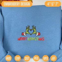 merry christmas green monster embroidery design, happy christmas embroidery machine file, movie christmas embroidery design for shirt, christmas 2023 embroidery file