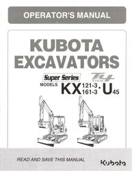 kubota kx121-3 plus kx161-3 u45 excavator operator operation manual