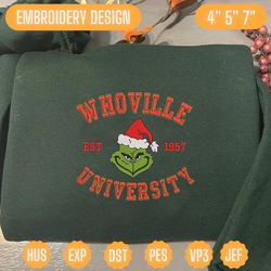 christmas embroidery designs, whoville university embroidery, merry xmas embroidery designs, est 1957 embroidery files