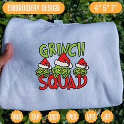 christmas embroidery designs, grinchsquad embroidery designs, merry xmas embroidery designs, est 1957 embroidery files