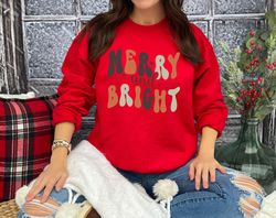 merry and bright sweatshirt, christmas party sweatshirt, christmas women sweatshirt, merry christmas shirt, cute christm