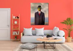 magritte the son of man 1964, ready to hang canvas, rene magritte canvas, the son of a man canvas, reproduction home dec