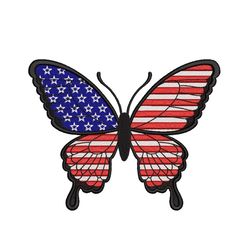 patriotic butterfly embroidery design, 4th july butterfly embroidery file, 4 sizes, instant download