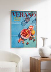 verano poster, 70s wall print, orange wall art, kitchen poster, summer house poster, psychedelic art, retro print, tripp