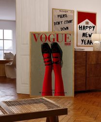 vogue magazine poster, 70s poster, red wall art, high heels poster, christmas poster, psychedelic art, trendy retro prin