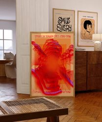 affirmation poster, 70s poster, red wall art, trendy wall art, hippie print, vintage poster, psychedelic room decor, ret