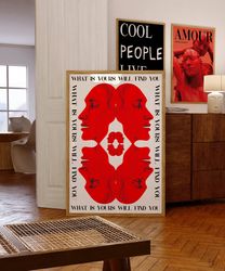 affirmation poster, 70s wall print, red wall art, newspaper poster, spritual wall print, psychedelic wall art, retro pri