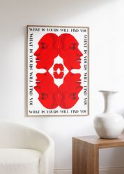 affirmation poster, 70s wall print, red wall art, trendy poster, spritual wall print, psychedelic wall art, retro print,