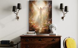 angel painting, angel in heaven with heavenly light wall art, christian religious spiritual artwork ready to hang.jpg