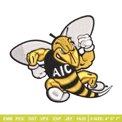 aic yellow jackets embroidery design, aic yellow jackets embroidery, logo sport, sport embroidery, ncaa embroidery.