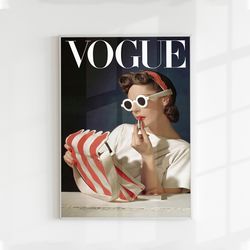 vogue magazine print vogue poster,vogue red wall art,vintage vogue poster,fashion wall art,retro decor,college apartment