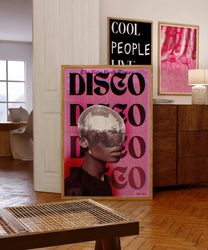 disco poster, 70s wall art, pink wall art, trippy print, black woman poster, vintage poster, psychedelic art, retro prin