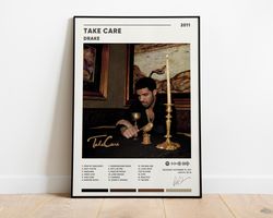 drake take care album cover poster, drake take care poster print, digital download, drake poster, music gift album cover