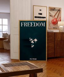 freedom poster, 70s wall print, blue wall art, yatch poster, summer house poster, psychedelic wall art, trendy retro pri