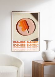 ice cream poster, summer poster, 70s poster, orange wall art, trendy wall art, vintage poster, psychedelic art, retro pr