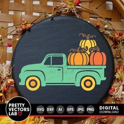 pumpkin truck svg, fall sign svg, vintage truck cut files, autumn farmhouse svg dxf eps png, thanksgiving svg, halloween