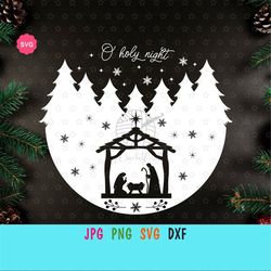 O Holy Night hand lettered christmas SVG cut file