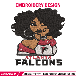 atlanta falcons girl embroidery design, nfl girl embroidery, atlanta falcons embroidery, nfl embroidery