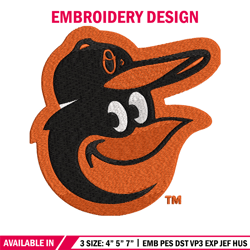 baltimore orioles embroidery design, logo embroidery, mlb embroidery, embroidery file, logo shirt, digital download