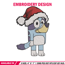 bandit chrismas hat embroidery design, bluey embroidery, embroidery file, brand embroidery, logo shirt, digital download