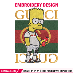 bart gucci embroidery design, gucci embroidery, embroidery file, logo shirt, sport embroidery, digital download