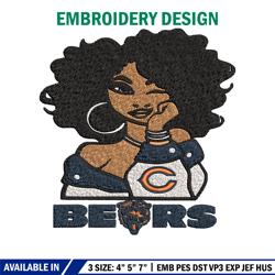 chicago bears girl embroidery design, logo embroidery, ncaa embroidery, embroidery file, logo shirt, digital download