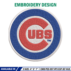 chicago cubs logo embroidery, mlb embroidery, sport embroidery, logo embroidery, mlb embroidery design