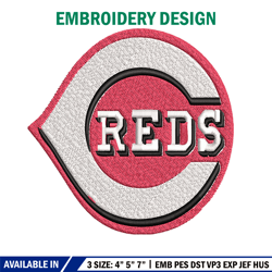 cincinnati reds embroidery design, logo embroidery, mlb embroidery, embroidery file, logo shirt, digital download