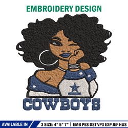 dallas cowboys girl embroidery design, nfl girl embroidery, dallas cowboys embroidery, nfl embroidery