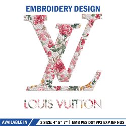 flower louis vuitton embroidery design, lv embroidery, embroidery file, brand embroidery, logo shirt, digital download