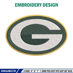green bay packers logo embroidery, nfl embroidery, sport embroidery, logo embroidery, nfl embroidery design