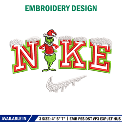 grinch nike embroidery design, nike embroidery, embroidery file, brand embroidery, logo shirt, digital download