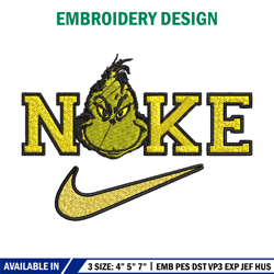 grinch x nike embroidery design, nike embroidery, brand embroidery, embroidery file, logo shirt, digital download