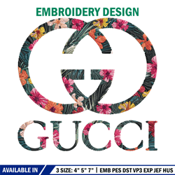 gucci flower embroidery design, gucci embroidery, brand embroidery, logo shirt, embroidery file, digital download