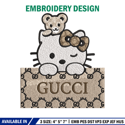 hello kitty gucci embroidery design, gucci embroidery, embroidery file, logo shirt, sport embroidery, digital download.