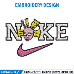 nike funny girl embroidery design, brand embroidery, nike embroidery, embroidery file, logo shirt, digital download