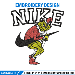 nike grinch embroidery design, chrismas embroidery, nike embroidery, embroidery file, logo shirt, digital download