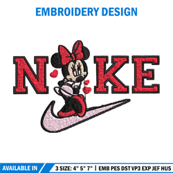 nike red minnie embroidery design, brand embroidery, nike embroidery, embroidery file, logo shirt, digital download