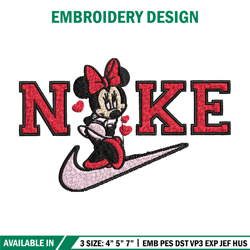 nike red minnie embroidery design, brand embroidery, nike embroidery, embroidery file, logo shirt, digital download