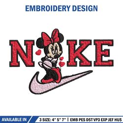 nike red minnie embroidery design, brand embroidery, nike embroidery, embroidery file, logo shirt, digital download