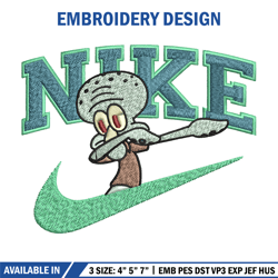 nike squidward embroidery design, spongebob embroidery, nike embroidery, embroidery file, logo shirt, digital download