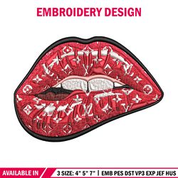 red lip embroidery design, lips embroidery, embroidery file, brand embroidery, logo shirt, digital download