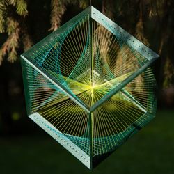 platonic solid. cube with uv string-art