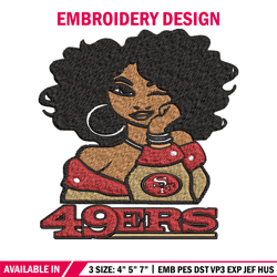 san francisco 49ers girl embroidery design, nfl girl embroidery, san francisco 49ers embroidery, nfl embroidery
