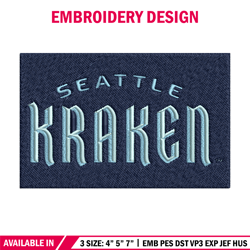 seattle kraken logo embroidery, nhl embroidery, sport embroidery, logo embroidery, nhl embroidery design.